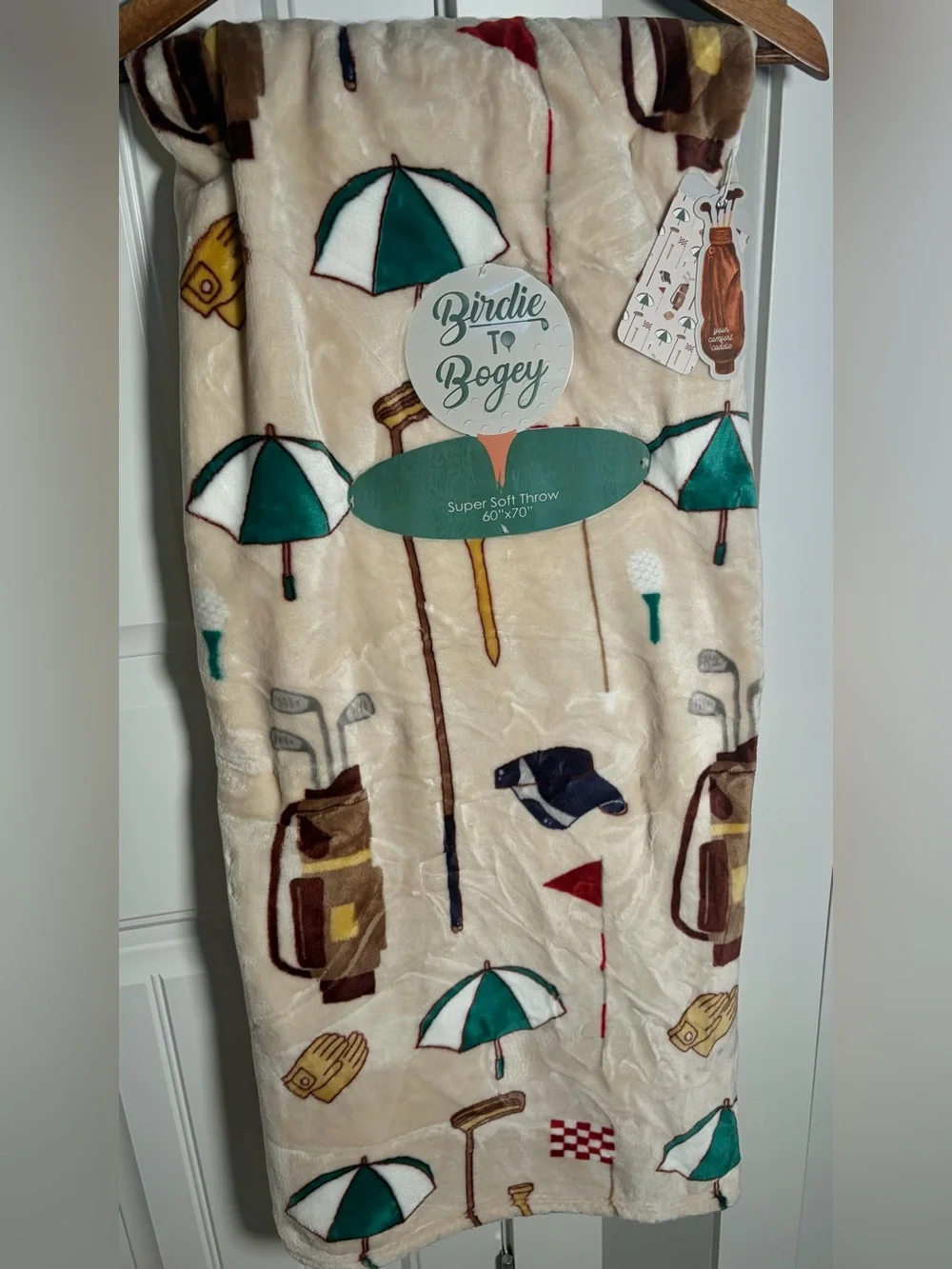 Golf Print Throw Super Soft - Cream & Green